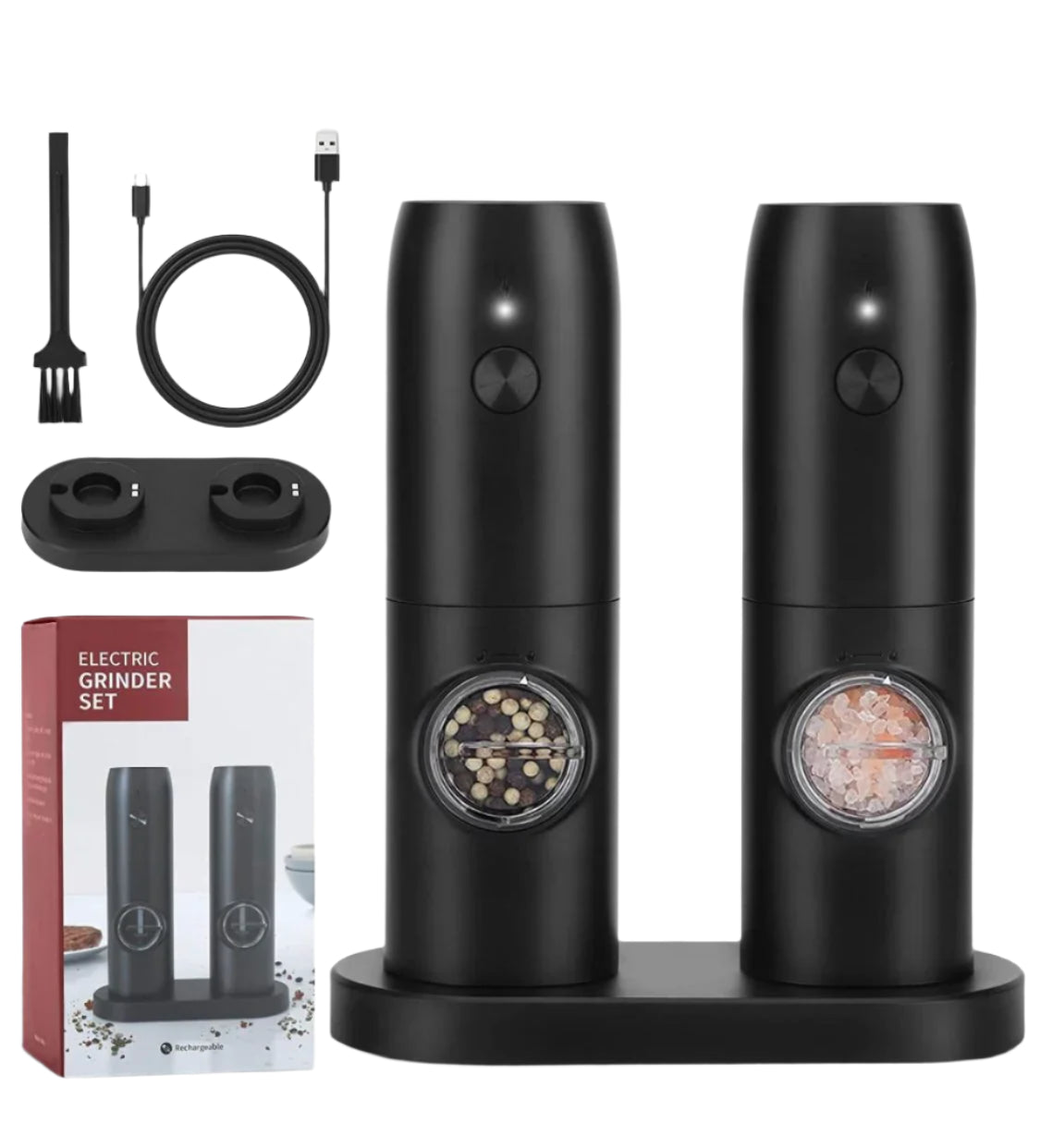 Set 2 Rasnite Electrice pentru sare, piper sau condimente, Indicator Led