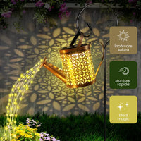 Încărcați imaginea în vizualizatorul Galeriei, Lampa solara decorativa tip stropitoare – LED cu efect cascada, pentru gradina si terasa din ABS si metal
