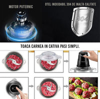 Încărcați imaginea în vizualizatorul Galeriei, Tocator electric cu 4 cutite, vas din inox , capacitate 2 litri, 250W
