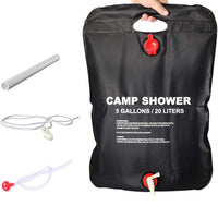 Încărcați imaginea în vizualizatorul Galeriei, Dus solar pentru camping, PVC, reglabil, capacitate 20 litri + Lanterna tip felinar solar cu functie incarcare telefon CADOU
