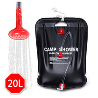Încărcați imaginea în vizualizatorul Galeriei, Dus solar pentru camping, PVC, reglabil, capacitate 20 litri + Lanterna tip felinar solar cu functie incarcare telefon CADOU
