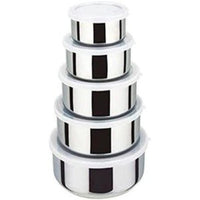 Încărcați imaginea în vizualizatorul Galeriei, Set 5 caserole din inox prevazute cu capace din plastic transparent
