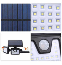 Încărcați imaginea în vizualizatorul Galeriei, Lampa solara cu 3 panouri rotative, detectie miscare, acumulator incorporat
