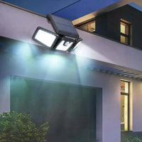 Încărcați imaginea în vizualizatorul Galeriei, Lampa solara cu 3 panouri rotative, detectie miscare, acumulator incorporat
