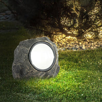 Încărcați imaginea în vizualizatorul Galeriei, Lampa Solara LED Imitatie Piatra, Lumina Puternica 4 LED-uri Alb Rece, Dimensiuni 15x12x10 cm, Gri
