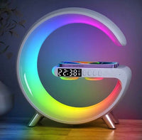 Încărcați imaginea în vizualizatorul Galeriei, Lampa Moon RGB cu ceas cu alarma, lumina si sunet, difuzor Bluetooth si incarcator rapid wireless
