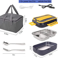 Încărcați imaginea în vizualizatorul Galeriei, Cutie electrica pranz, Otel inoxidabil, 1.5 Litri, 220V / 12V-24V + Dispenser detergent vase cu suport pentru burete CADOU
