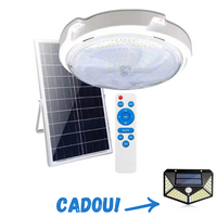 Încărcați imaginea în vizualizatorul Galeriei, Plafoniera solara 100W Jortan, 108 LED, cu senzor de amurg incorporat si telecomanda + Lampa solara cu 100 LED CADOU
