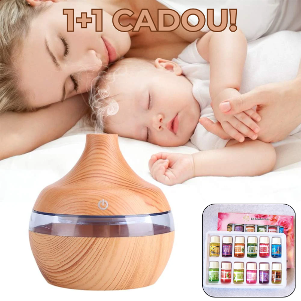 1+1 CADOU Umidificator aromaterapie pentru camera + CADOU 12 uleiuri esentiale pentru aromaterepie