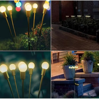 Încărcați imaginea în vizualizatorul Galeriei, Set 2 x Lampa solara LED Alb Cald, 6 bulbi, decoratiune gradina
