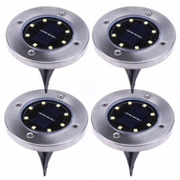Încărcați imaginea în vizualizatorul Galeriei, Set 4 Lampi Solare metalice Argintii Disk Lights pentru gradina + Hamac CADOU!
