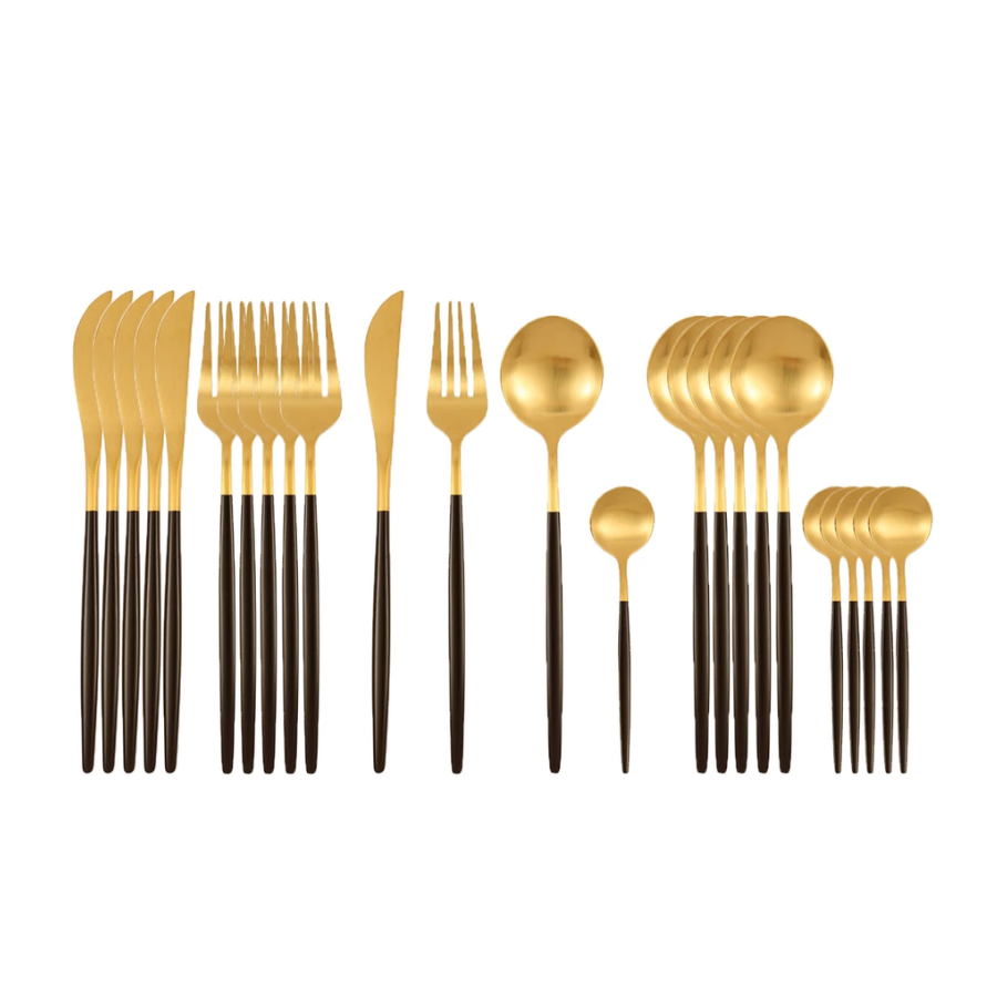 Set 24 tacamuri DeLuxe Auriu/Negru
