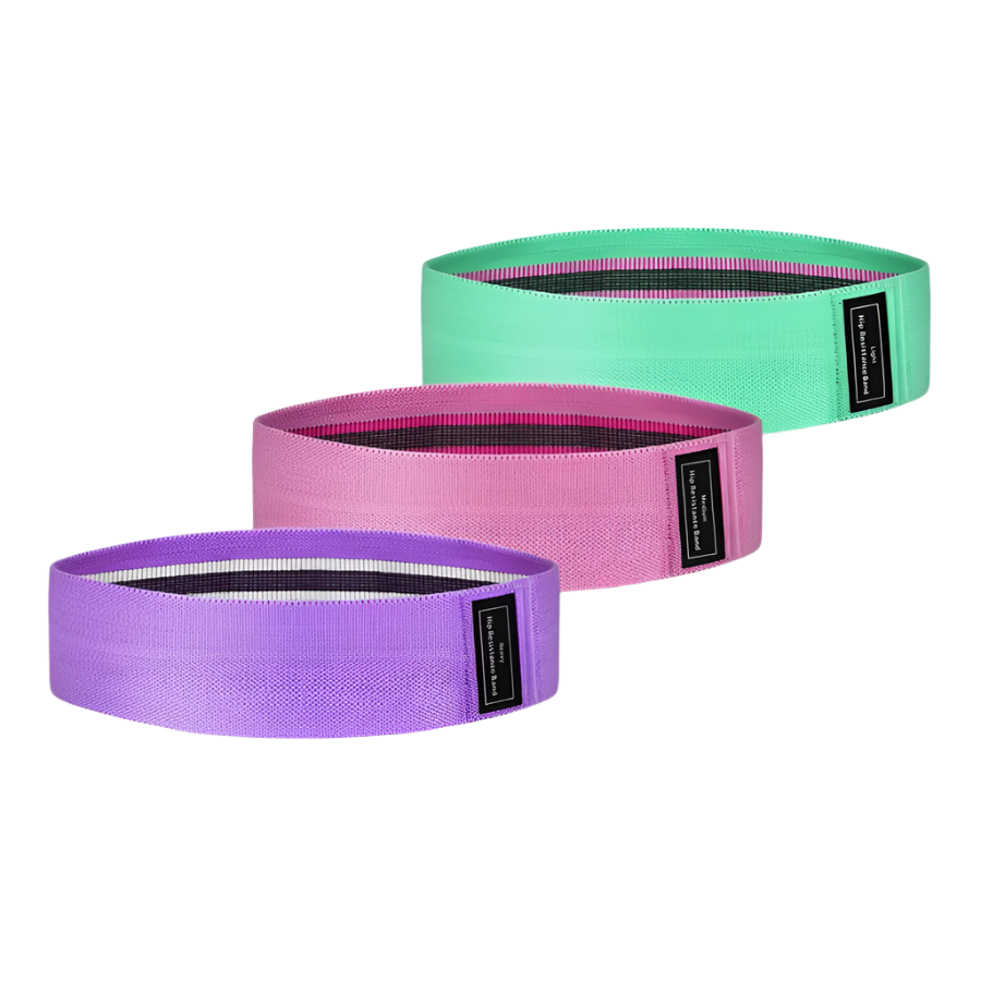 Set 3 benzi elastice fitness, 3 niveluri de rezistenta, pentru coapse, fese si picioare