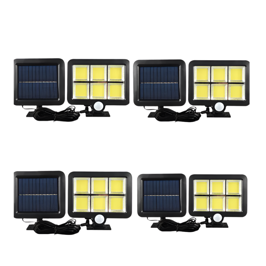 Set 4 Lampa 100 LED COB putere 100W cu incarcare solara si senzor de miscare