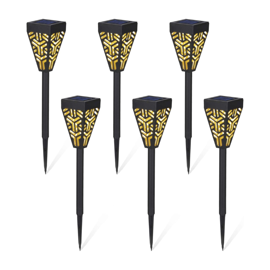 Set 6 lampi solare decorative pentru gradina alb cald model triunghi