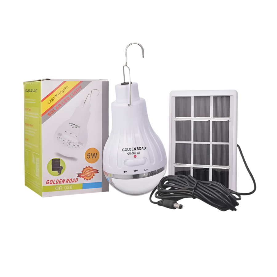 Bec cu leduri, portabil si mini panou solar inclus pentru incarcare, Baterie reincarcabila, 5W