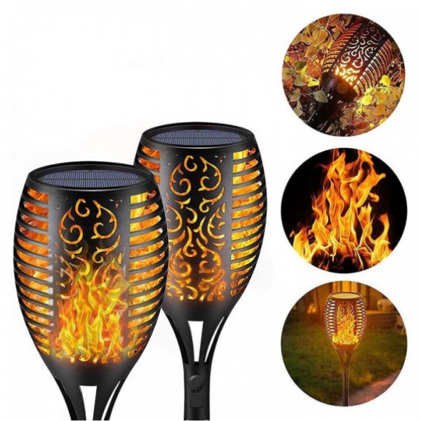 Set 8 x Lampa solara tip torta cu efect flacara, 51 cm