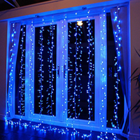 Încărcați imaginea în vizualizatorul Galeriei, Instalatie 3 x 2.8 M, ploaie de lumini, 8 jocuri, 400 LED, Albastru
