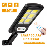 Încărcați imaginea în vizualizatorul Galeriei, Set 2 lampi stradale 30W cu incarcare solara, senzor de miscare si telecomanda
