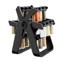 Încărcați imaginea în vizualizatorul Galeriei, Set 18 recipiente condimente cu suport rotativ, 34x23 cm, pivotant 360°, negru
