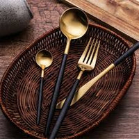 Încărcați imaginea în vizualizatorul Galeriei, Set 24 tacamuri DeLuxe Auriu/Negru
