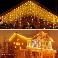 Încărcați imaginea în vizualizatorul Galeriei, Instalație de Crăciun, franjuri cu led tip țurțuri, exterior, 20 metri, 500 LED-uri, interconectabila
