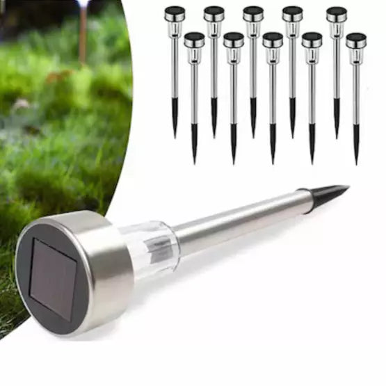 Set 10 x Lampa Solara De Gradina Inox , Tip Tarus