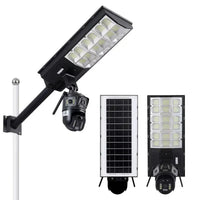 Încărcați imaginea în vizualizatorul Galeriei, Lampa Solara cu Camera Supraveghere 450W, IP65, Detectie Miscare, Panou Solar Integrat, Monitorizare 24/7, Control Telefon, Rotatie 360°

