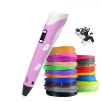 Încărcați imaginea în vizualizatorul Galeriei, Pachet promo! Creion 3D pentru desenat in spatiu , cu afisaj + 3 filamente CADOU, diverse culori
