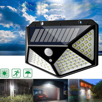 Încărcați imaginea în vizualizatorul Galeriei, Set 3 x Lampa 100 LED cu panou solar, senzor de miscare
