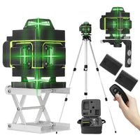 Încărcați imaginea în vizualizatorul Galeriei, Nivela laser 4D cu 16 linii, autonivelare, telecomandă, lumina verde, platformă de ridicare, Trepied
