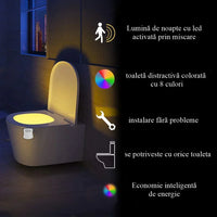 Încărcați imaginea în vizualizatorul Galeriei, Lampa Led WC 8 culori cu senzori rezistenti la apa, miscare lumineaza toaleta noaptea
