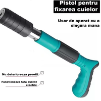 Încărcați imaginea în vizualizatorul Galeriei, Kit Pistol Manual Pentru Fixarea Cuielor Pe Perete / Nituri, Lungime 30 cm, Calibru 7.3 cm, Pneumatic, Accesorii, Ochelari De Protectie, Cutie Transport, Albastru + 50 cuie incluse
