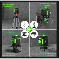 Încărcați imaginea în vizualizatorul Galeriei, Nivela laser 4D cu 16 linii, autonivelare, telecomandă, lumina verde, platformă de ridicare, Trepied
