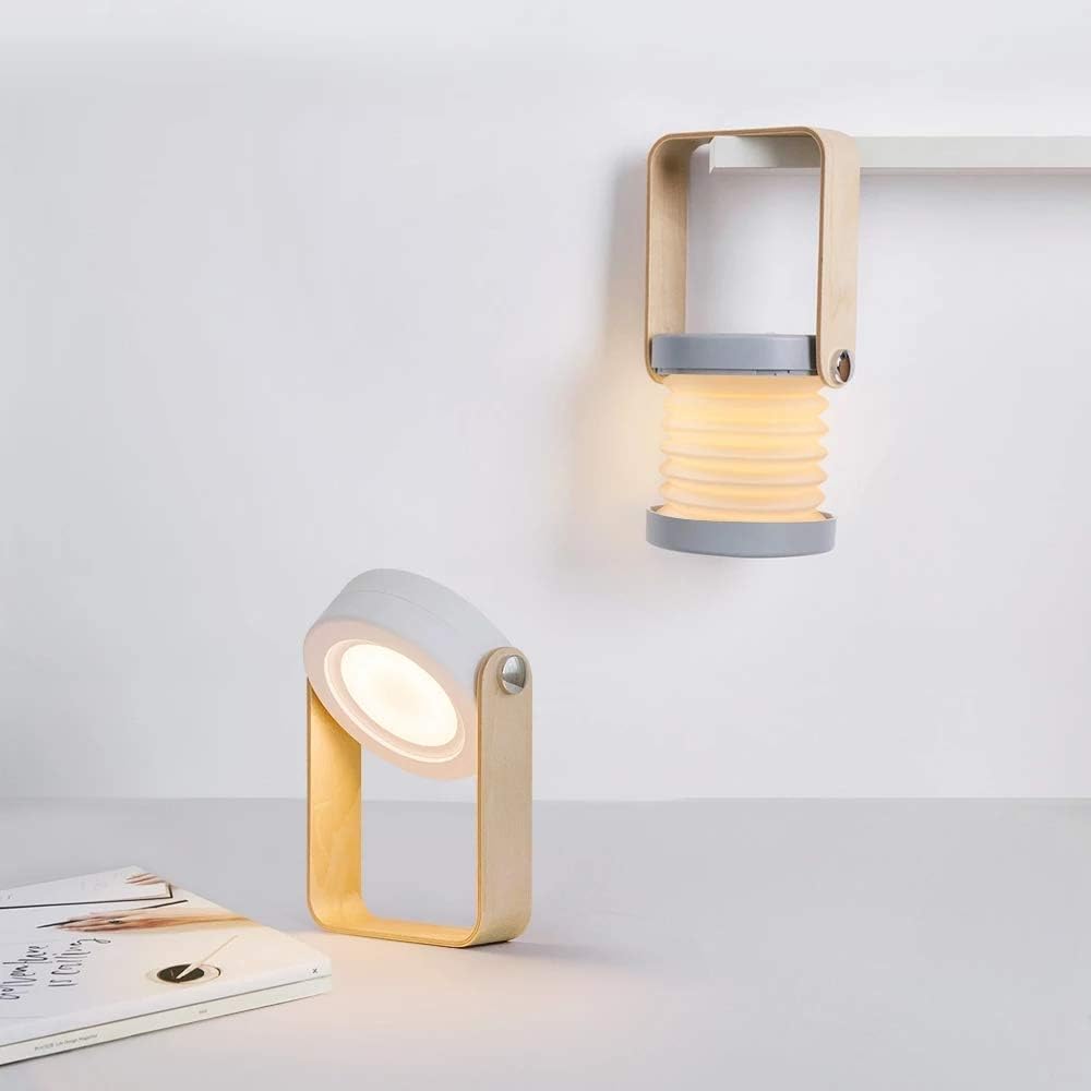 Lampa de noptiera portabila, pliabila, retractabila, LED, USB, 3 niveluri de iluminare, Alb