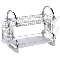 Încărcați imaginea în vizualizatorul Galeriei, Suport uscator de vase cu tava de plastic cu 2 nivele, 42 x 25 x 28 cm, metal
