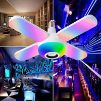 Încărcați imaginea în vizualizatorul Galeriei, Bec cu 4 brate cu lumina multicolora, cu functie muzicala prin bluetooth, telecomanda inclusa
