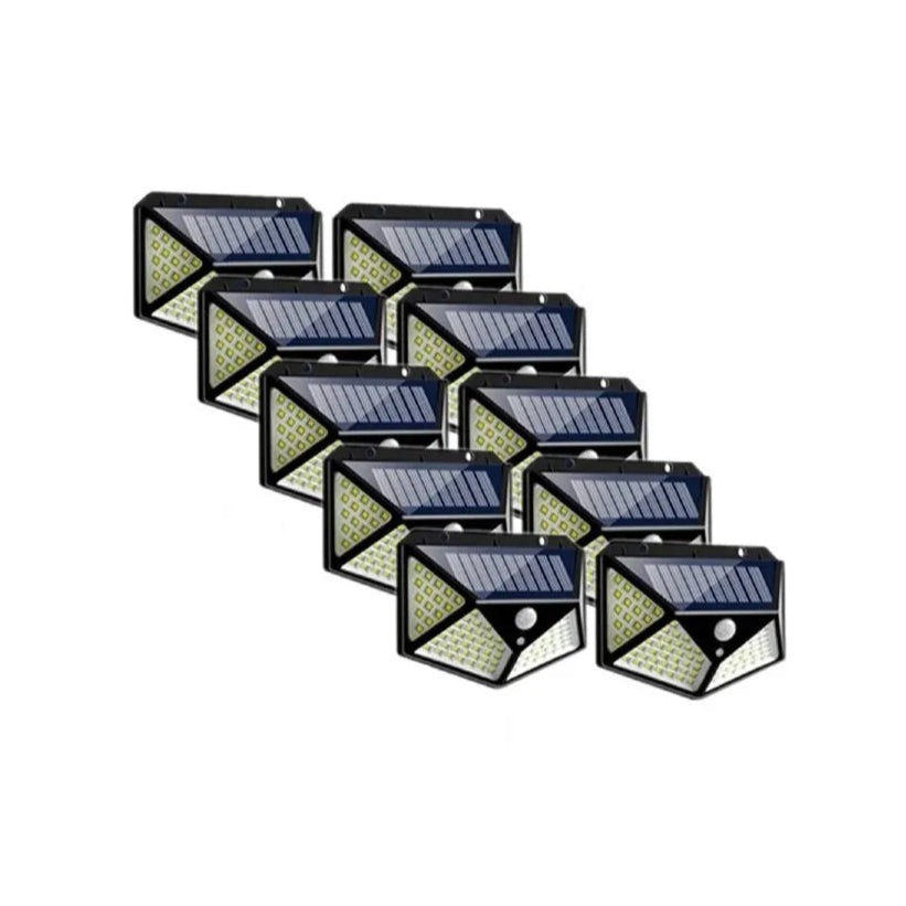 Pachet 5+5 CADOU Lampa 100 LED cu panou solar, senzor de miscare