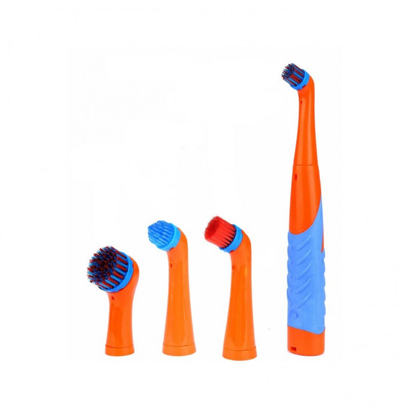 Set Perie Electrica CleanBoost, Universala, 4 Perii Interschimbabile, Cu Diametrul Diferit, Portocaliu/Albastru