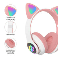 Încărcați imaginea în vizualizatorul Galeriei, Casti Audio Wireless, Urechi De Pisica, Iluminare LED, Stereo
