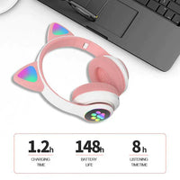 Încărcați imaginea în vizualizatorul Galeriei, Casti Audio Wireless, Urechi De Pisica, Iluminare LED, Stereo

