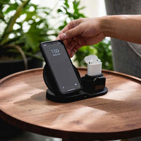 Încărcați imaginea în vizualizatorul Galeriei, Statie de incarcare 3 in 1 Fast Charger, universala, pentru telefon, ceas, casti
